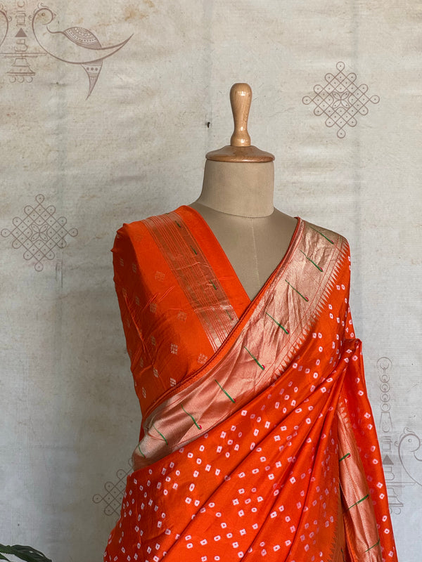 Druvika - Bandhini Printed Paithani Saree With Grand Paithani Pallu