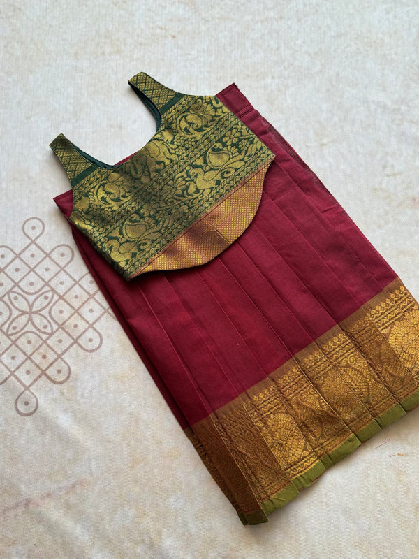 Chettinad Cotton Corset Style Top With Skirt