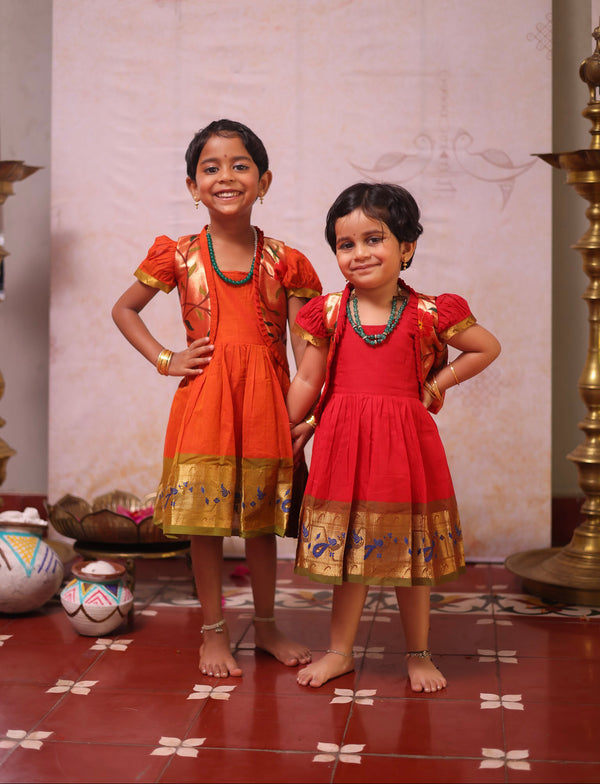 Kids Overcoat Frock (Orange) - Pongal Collection Express