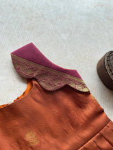Ziva - Kids Vegan Silk Long Dress – Burnt Orange & Purple with Zari Buttas