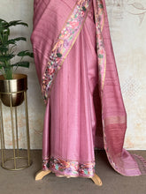 Vasantika - Pure Tussar Saree with Floral Embroidered Borders