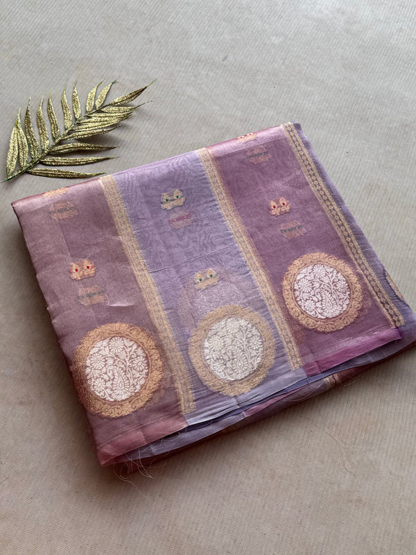 Rosaline - Pure Organza Rangkat Saree with Sona Rupa Buttas