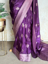 Savitha Pure Matka Silk Saree – Purple with Rose Gold Holographic Zari