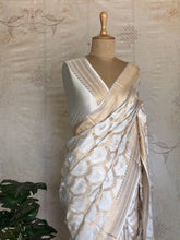Vrishti - Mushru Satin Silk Saree with Antique Zari Jaal Weaving