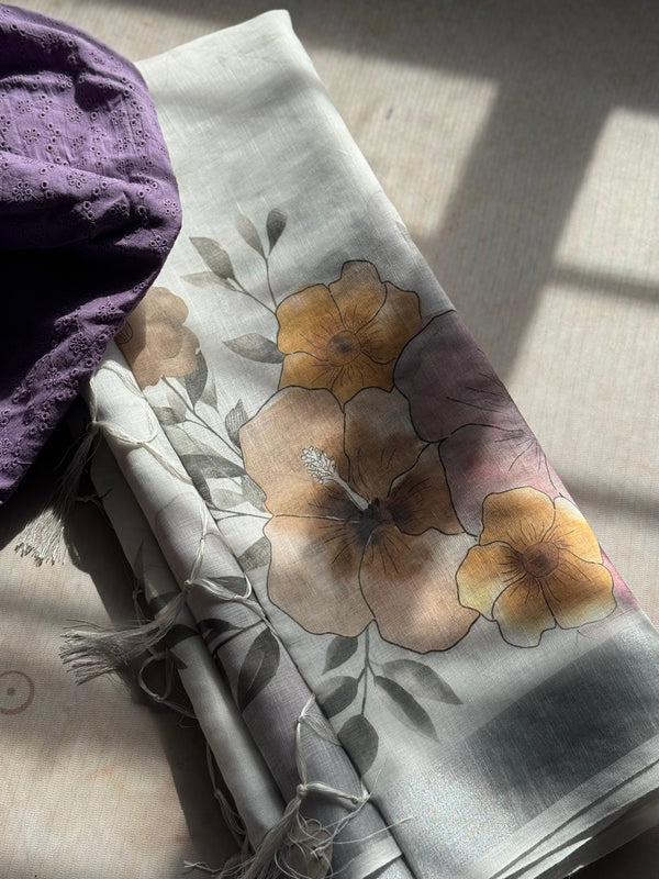 Kaira - Floral Linen Saree