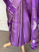 Ishara Mashru Silk Saree - Royal Purple with Zari Jaal & Floral Buttas