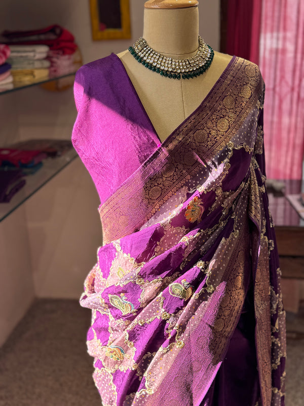 Banarasi Appliqué Work Silk Saree