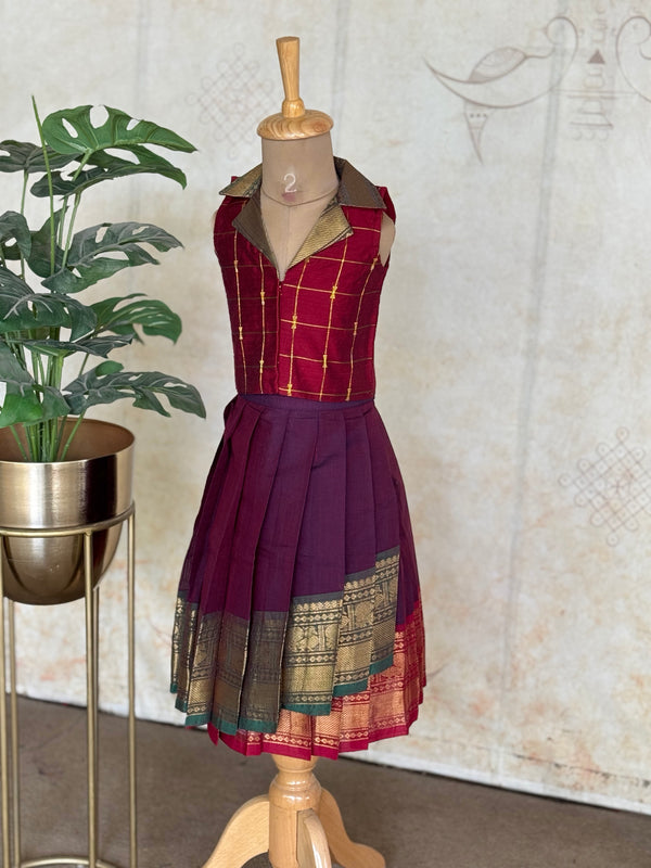 Diksha - Chettinad Cotton Overlapped Skirt and Top