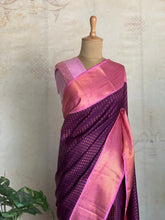 Semi Kanchipuram Silk Saree with Lakshadeepam Buttas & Rich Pink Zari Border