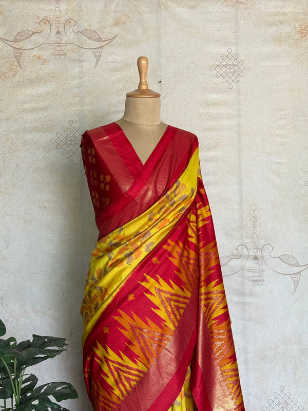 Ikkat Patola Inspired Semi Silk Saree
