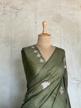 Charvi - Elegant Green Tussar Embroidered Saree