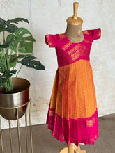 Venba - Kids A-Line Dress with Zari Yoke & Contrast Border