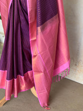 Semi Kanchipuram Silk Saree with Lakshadeepam Buttas & Rich Pink Zari Border