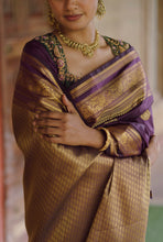 Semi Kanchi Silk Saree - Deep Purple with Golden Zari