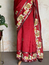 Semi Silk Saree With Tanjore Painting Inspired Prints