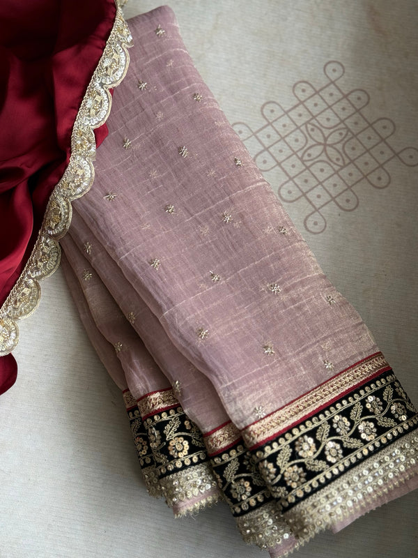 Pure Silk Tissue Georgette Saree – Festive & Wedding Designer Wear