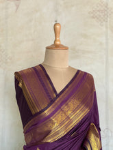 Semi Kanchi Silk Saree – Violet & Gold Saree