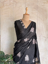 Charvi - Elegant Black Tussar Embroidered Saree