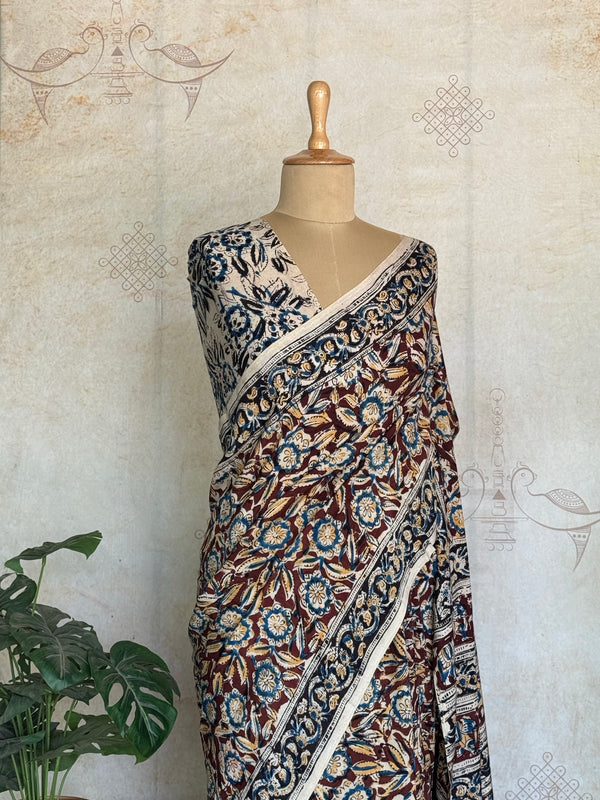 Arohi - Pure Kalamkari Handblock Printed Silk Saree