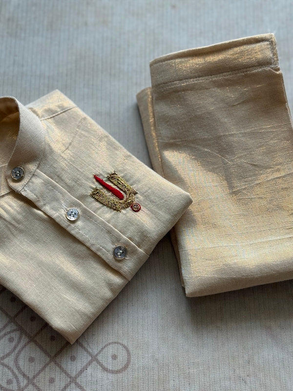Boys Traditional Dhoti and Shirt with Vishnu Namam – Wedding & Temple Wear