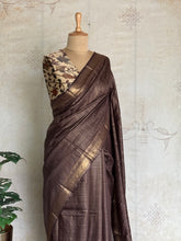 Ritambhara - Soft Tussar Zari Checks Saree