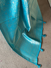Aaranya Mushru Silk Saree – Turquoise Blue with Silver Zari