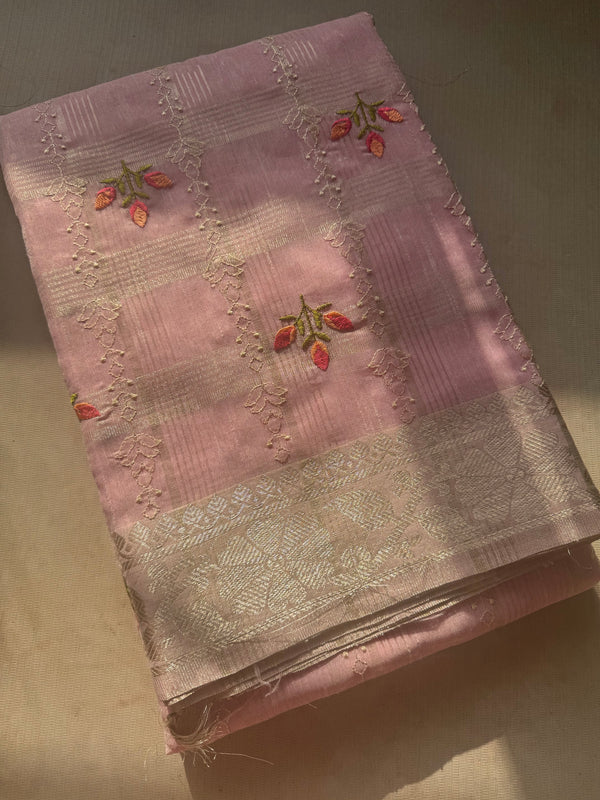 Ciranya Linen - Embroidered Kora Saree