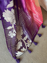 Advika Ombre Tussar Saree – Purple & Pink Floral Zari