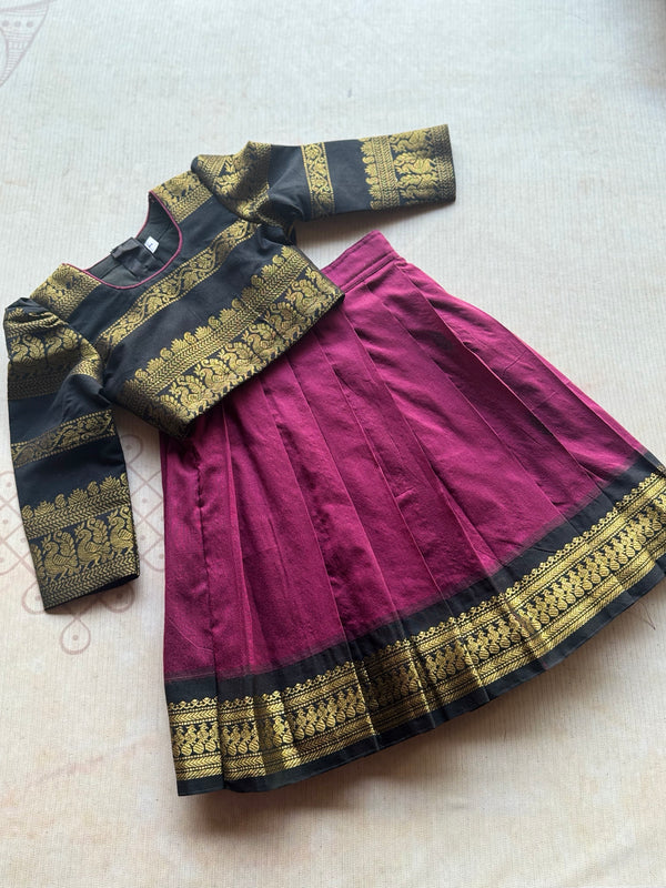 Aakriti Semi Silk Crop Top with Skirt Set - Festive Wear