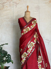 Semi Silk Saree With Tanjore Painting Inspired Prints