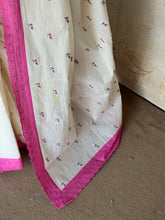 Varnika - Pure Cotton Multi Floral Embroidered Saree with Hakoba Lace - Onam Edit