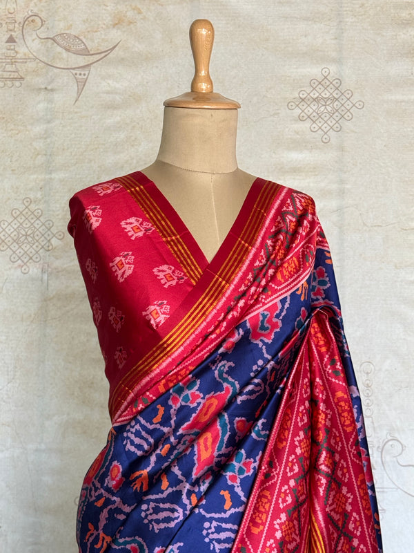 Patola Silk Saree in Navy Blue
