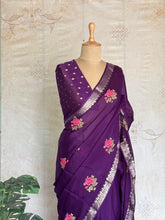 Vandita - Pure Chiffon Saree with Cross Stitch Floral Embroidery