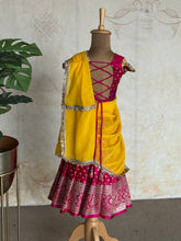 Kids Pavazhamalli Half Saree with Zari Buttas & Yellow Davani