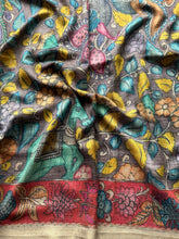 Gulmohar - Pen Kalamkari Tussar Silk Saree with Zari Border & Artistic Pallu