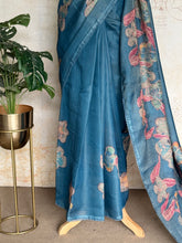 Shraddha - Linen Floral Applique Saree — Hakoba Lace Border