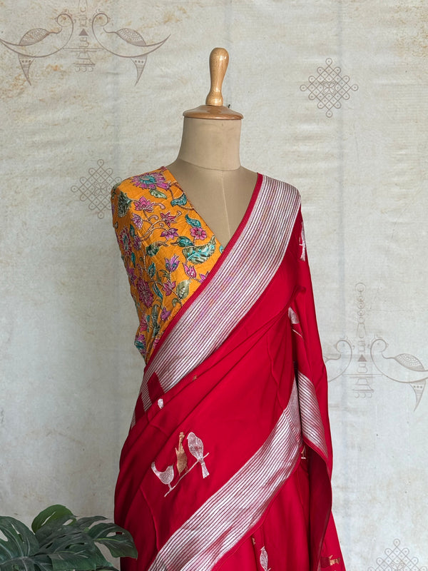 Maithili - Mushru Satin Silk Raw Mango Brand Inspired Saree