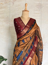 Parijata - Dola Silk With Kalamkari Prints And Zari Border