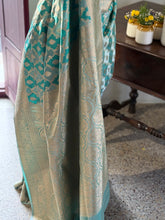 Banarasi Katan Silk Saree with Antique Gold Zari Motifs