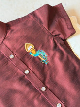 Velum Mayilum Hand-Embroidered Boys Temple Shirt & Dhoti Set — South Indian Traditional Ethnic Wear Onam Edit