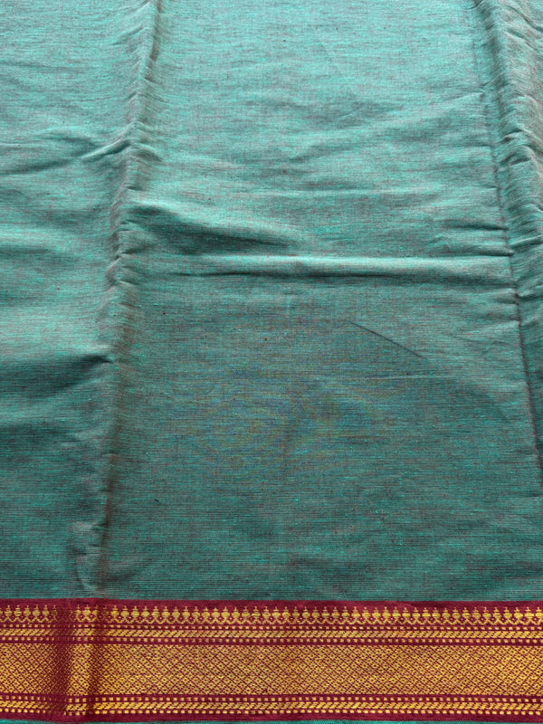 Sharika - Mangalgiri Cotton Unstitched 3 Piece Salwar Suit Set in Rani Pink & Emerald Green