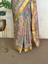Gulmohar - Pen Kalamkari Tussar Silk Saree with Zari Border & Artistic Pallu