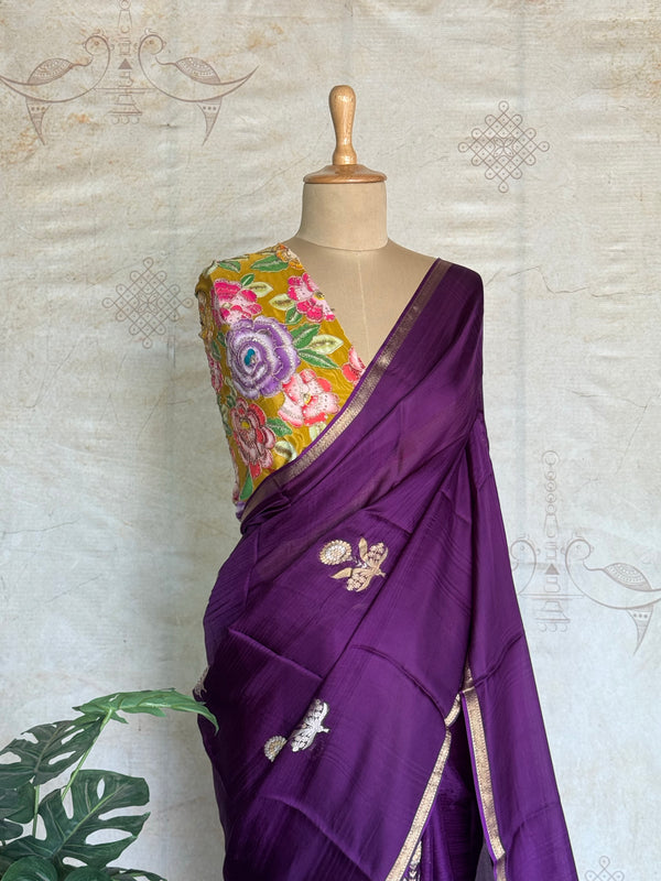 Aarushi -  Mushru Raw Mango Inspired Pure Banarasi Saree – Sona Rupa Buttas