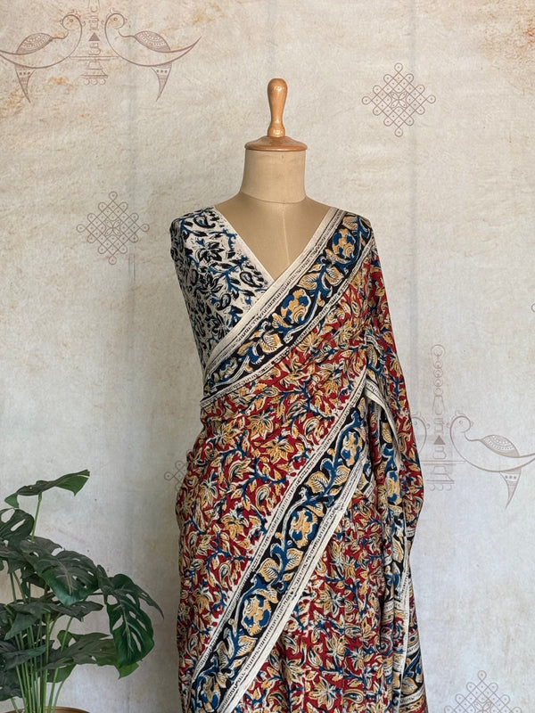 Arohi - Pure Kalamkari Handblock Printed Silk Saree