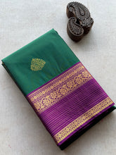 Semi Kanchi Silk Saree with Antique Gold Zari Weave