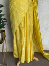 Raadha - Adorable Mustard Yellow Borderless Tussar Saree