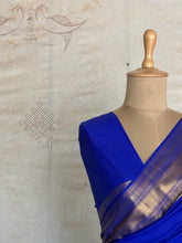 Semi Kanchi Silk Saree – M.s  Blue & Gold