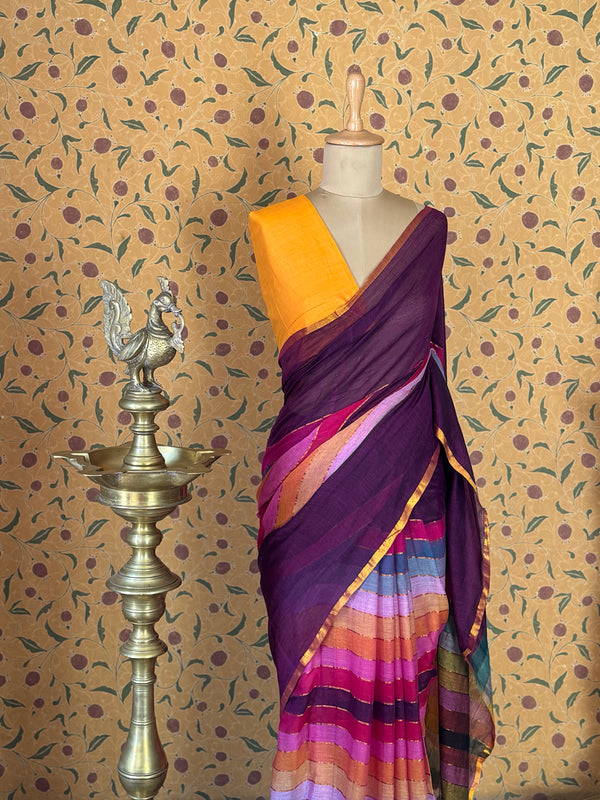 Mul Cotton Saree with Checks