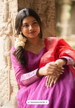 Rutvi - Pure Cotton Full Sleeve Anarkali Dress with Woven Dupatta – Royal Purple