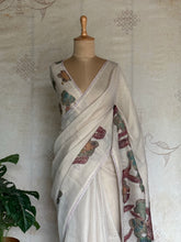 Shraddha - Linen Floral Applique Saree — Hakoba Lace Border